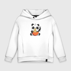 Детское худи Oversize хлопок с принтом Cute Panda Eating Ramen в Санкт-Петербурге, френч-терри — 70% хлопок, 30% полиэстер. Мягкий теплый начес внутри —100% хлопок | боковые карманы, эластичные манжеты и нижняя кромка, капюшон на магнитной кнопке | anime | food | kawaii | аниме | еда | звери | китай | лапша | милый | мимими | панда | рамен | япония