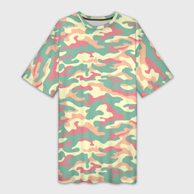 Платье-футболка 3D с принтом Камуфляж в пастельных цветах в Санкт-Петербурге,  |  | camouflage | military | армия | боец | ввс | вдв | вмф | военный камуфляж | воин | война | гру | десантник | дшб | камуфляж | кгб | маскировка | масхалат | мвд | милитари | мчс | омон | охота | охрана | патриот | пво