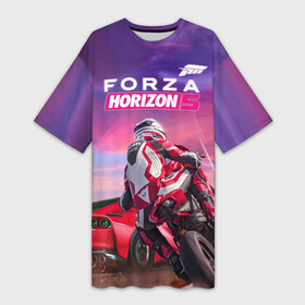 Платье-футболка 3D с принтом Forza Horizon 5  sports car and bike в Санкт-Петербурге,  |  | arcade racing simulator | bike | biker | car | forza horizon | logo | motorcycle | motorcyclist | pc game | sports | автомобиль | аркадный гоночный симулятор | байк | байкер | компьютерная игра | логотип | мотоцикл | мотоциклист | спорт