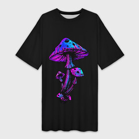 Платье-футболка 3D с принтом Неоновый гриб в Санкт-Петербурге,  |  | blue | gradient | light | luminous | mushroom | neon | pink | purple | градиент | гриб | неон | неоновый | розовый | свет | светящийся | синий | фиолетовый