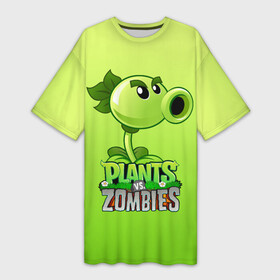 Платье-футболка 3D с принтом Plants vs. Zombies  Горохострел в Санкт-Петербурге,  |  | plants vs zombies | горохострел | зомби | игра | компьютерная игра | против | растения | растения против зомби