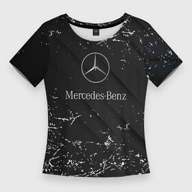 Женская футболка 3D Slim с принтом Mercedes Benz штрихи black в Санкт-Петербурге,  |  | amg | mercedes | mercedesamg gt | sport | амг | мерседес | мерседесбенц амг | спорт