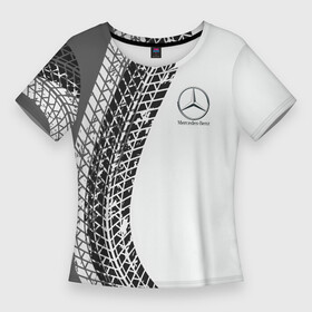 Женская футболка 3D Slim с принтом Mercedes Benz дрифт в Санкт-Петербурге,  |  | amg | mercedes | mercedesamg gt | sport | амг | мерседес | мерседесбенц амг | спорт