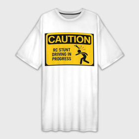 Платье-футболка 3D с принтом Caution RC Black в Санкт-Петербурге,  |  | caution rc | caution rc black | radio control | rc | радиоуправляемые модели