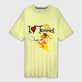 Платье-футболка 3D с принтом Я Люблю Tennis в Санкт-Петербурге,  |  | tennis | корт | мячик | ракетки | спортсменка | теннис | теннисистка | я люблю теннис