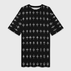 Платье-футболка 3D с принтом эзотерические символы на черном фоне в Санкт-Петербурге,  |  | ethnic | folk | nordic | runes | slav | алхимия | магия | руны | символы | фолк | фольклор | эзотерика | этника | этно | язычество