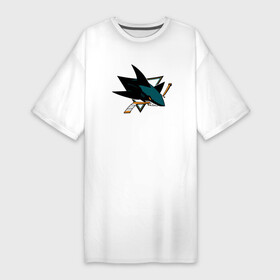 Платье-футболка хлопок с принтом Sharks are coming, Сан Хосе Шаркс (San Jose Sharks) в Санкт-Петербурге,  |  | hockey | nhl | san jose | san jose sharks | sharks | sharks are coming | usa | нхл | сан хосе | санхосе | санхосе шаркс | спорт | сша | хоккей | шайба | шаркс