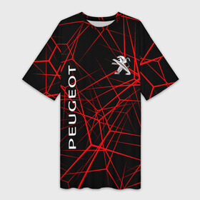Платье-футболка 3D с принтом Peugeot: Красные тонкие линии. в Санкт-Петербурге,  |  | auto | peugeot | авто | автомобиль | бренд | марка | машины | пежо