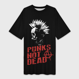 Платье-футболка 3D с принтом Punk s Not Dead (Панк) в Санкт-Петербурге,  |  | dead kennedys | exploited | fpg | punks not dead | анархия | гаражный рок | гитара | гражданская оборона | гранж | ирокез | король и шут | металл | муз | наив | панк рок | пурген | рок музыка | рокер | рокнролл | сектор газа