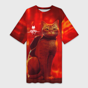 Платье-футболка 3D с принтом The Stray  Кот бродяга в огненных тонах в Санкт-Петербурге,  |  | b 12 | cat | kitty | stray | б 12 | бродяга | бэ 12 | кот | стрей | стрэй