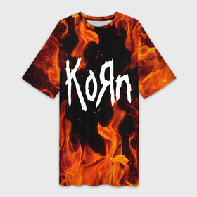 Платье-футболка 3D с принтом Корн, Korn огонь в Санкт-Петербурге,  |  | alternative | heavy | korn | koяn | metal | rapcore | rock | the nothing | youll never find me | джонатан дэвис | корн | корни | коян | ньюметал | нюметал | рок