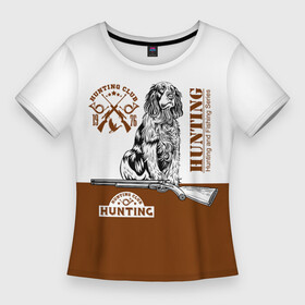 Женская футболка 3D Slim с принтом Охотничья Собака в Санкт-Петербурге,  |  | hunter | hunting | армия | выживание | выстрел | дичь | егерь | звери | камуфляж | капканы | лес | лесник | мужики | оружие | охота | охота и рыбалка | охота на | охота на волка | охота на лося | охота на утку