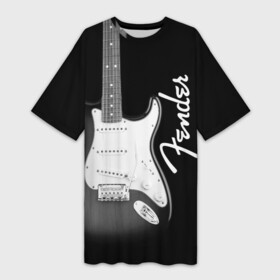 Платье-футболка 3D с принтом FENDER guitar  ФЕНДЕР гитара в Санкт-Петербурге,  |  | acoustic | fender | guitar | music | rock | stratocaster | telecaster | акустика | гитара | звук | музыка | рок | струны | телекастер | фендер | электрогитара