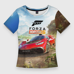 Женская футболка 3D Slim с принтом Forza Horizon 5 AMG в Санкт-Петербурге,  |  | amg | auto | cars | forza | forza horizon | forza horizon 5 | game | horizon | mercedes
