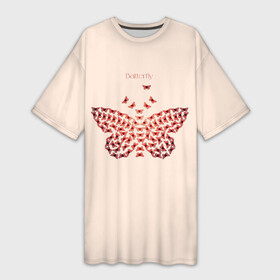 Платье-футболка 3D с принтом Batterfly красная в Санкт-Петербурге,  |  | batterfly | бабочка | девушкам | женщинам | лето | настроение