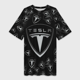 Платье-футболка 3D с принтом TESLA  BIG LOGO  PATTERN в Санкт-Петербурге,  |  | cybertruck | elon mask | model s | model x | model y | moscow tesla club | patern | pattern | semi | tesla | tesla motors | tesla roadster | автомобилестроение | илон | илон маск | литийионные аккумуляторы | маск | никола тесла | п | патерн | со