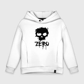 Детское худи Oversize хлопок с принтом Zero   skull в Санкт-Петербурге, френч-терри — 70% хлопок, 30% полиэстер. Мягкий теплый начес внутри —100% хлопок | боковые карманы, эластичные манжеты и нижняя кромка, капюшон на магнитной кнопке | blot | hype | orbits | skull | zero | глазницы | клякса | ноль | хайп | череп