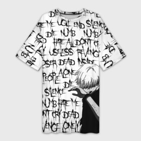 Платье-футболка 3D с принтом DEAD INSIDE  1000 7 в Санкт-Петербурге,  |  | 10007 | anime | dead inside | depression | drain | ghoul | tokyo ghoul | zxc | аниме | дед инсайд | дипрессия | дэд инсайд | канеки | кен | токийский гуль