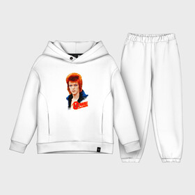 Детский костюм хлопок Oversize с принтом David Bowie | Blue Jacket в Санкт-Петербурге,  |  | 70е | bowie | david bowie | roc n roll | starman | ziggy stardust | боуи | дэвид боуи | зигги стардаст | музыка | рок н ролл | стармэн