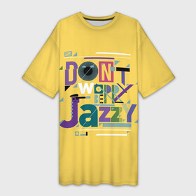 Платье-футболка 3D с принтом Джаз (Jazz) в Санкт-Петербурге,  |  | acid jazz | blues | cool jazz | free jazz | jazz | jazz manush | music | rb | reggae | s | saxophone | smooth jazz | soul jazz | бибоп | биг бенд | блюз | джаз | джаз мануш | кул джаз | музыка | ноты | оркестр | постбоп | регги | ритмнблюз | саксофон | св