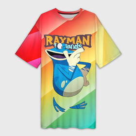 Платье-футболка 3D с принтом Rayman globox радуга в Санкт-Петербурге,  |  | Тематика изображения на принте: legends | rayman | rayman legends | глобокс | рейман | рэйман | рэймэн