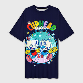 Платье-футболка 3D с принтом Cuphead Show  Шоу чашека в Санкт-Петербурге,  |  | cuphead | cuphead show | капхед | капхед и магмен | капхед шоу | кружек | магмен | чашек | шоу капхед | шоу чашека | шоу чашечка | шоу чашка
