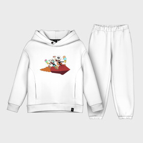 Детский костюм хлопок Oversize с принтом Шоу чашека Кружек и Магмен на ракете в Санкт-Петербурге,  |  | Тематика изображения на принте: cuphead | игра | кружек | магмен | чашека | шоу