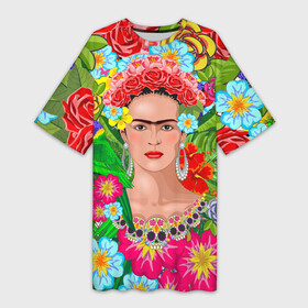 Платье-футболка 3D с принтом Фрида Кало Мексика Художник Феминист 3D в Санкт-Петербурге,  |  | Тематика изображения на принте: 8 марта | frida kahlo | self portrait | selfi | автопортрет | живопись | живоптсец | мексика | селфи | феминизм | феминист | феминистка | фрида кало | художница