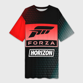 Платье-футболка 3D с принтом FORZA HORIZON + Карбон в Санкт-Петербурге,  |  | forza | game | games | horizon | logo | motorsport | racing | авто | гонки | игра | игры | карбон | лого | логотип | логотипы | мото | моторспорт | символ | символы | форза | хорайзен