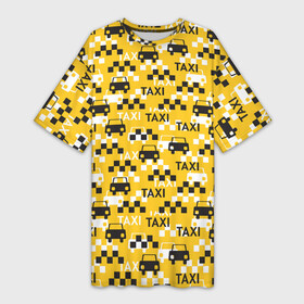 Платье-футболка 3D с принтом Такси (Taxi) в Санкт-Петербурге,  |  | auto | car | car driver | car machine | driver | taxi | taxi driver | авто | автоводитель | автомобиль | водитель | водитель автомобиля | жёлто чёрный | маршрутка | машина | такса | такси | таксист | таксопарк | шахматные клетки