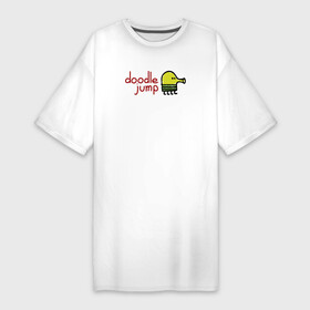 Платье-футболка хлопок с принтом Doodle Jump classic в Санкт-Петербурге,  |  | doodle | doodle jump | game | jump | видеоигра | дудлик | игра | игры | каракуля | мобилка | мобильная игра | платформер