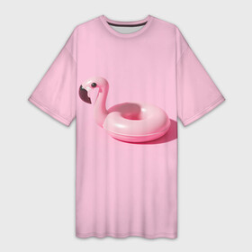 Платье-футболка 3D с принтом Flamingos  Розовый фламинго в Санкт-Петербурге,  |  | flamingos | phoenicopterus | животные | розовая птица | розовый | фламинго | фламингообразный
