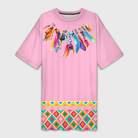 Платье-футболка 3D с принтом native american  костюм индейца в Санкт-Петербурге,  |  | Тематика изображения на принте: boho | ethno | indians | native american | tribal | америка | бохо | индейцы | орнамент | перья | трибал | узор | этника