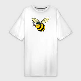 Платье-футболка хлопок с принтом Пчелка в каске с сигарой в Санкт-Петербурге,  |  | bee | каска | пчела | пчелка