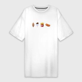 Платье-футболка хлопок с принтом Разный фастфуд в Санкт-Петербурге,  |  | вкусно | вкусняшки | диета | еда | обед | питание | поесть | фастфуд