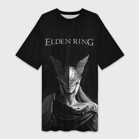 Платье-футболка 3D с принтом ELDEN RING  FEARLESS  B W в Санкт-Петербурге,  |  | black | black and white | bloodborn | dark souls | elden ring | from software | sekiro | undead | белое | черно белое | черное | черное и белое