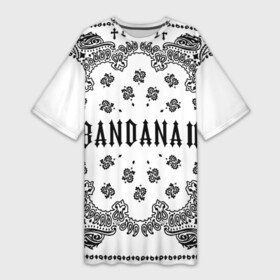 Платье-футболка 3D с принтом BANDANA 2 (Бандана 2) Кизару Биг Бейби Тейп Белый в Санкт-Петербурге,  |  | 2 | bandana | benzo | big baby | gang | grunge | hiphop | kizaru | music | rap | tape | trash | альбом | бандана | бандана 2 | бензо | биг бейби | генг | гранж | знак | кизару | музыка | надпись | реп | рэп | символ | тейп | треш | хипхоп