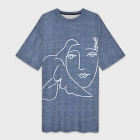 Платье-футболка 3D с принтом Лицо Мира Пабло Пикассо 3D в Санкт-Петербурге,  |  | no war | peace | голубь | за мир | лицо | мир | мира | нет войне | пабло пикассо | пикассо