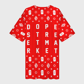 Платье-футболка 3D с принтом Узор Red Dope Camo (Dope Street Market) в Санкт-Петербурге,  |  | dope | балаклава | камуфляж | модные | узор | хайп | шмот