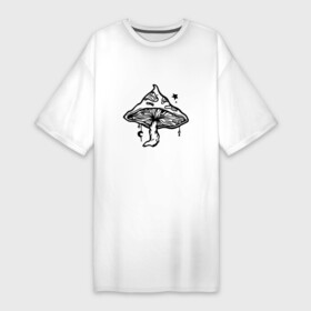 Платье-футболка хлопок с принтом псилоцибиновый гриб черный в Санкт-Петербурге,  |  | галлюцинации | гриб | иллюзия | мираж | пати | псилоцибин | псилоцибиновый | психо | рейв