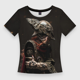 Женская футболка 3D Slim с принтом Воин Мелина в Санкт-Петербурге,  |  | воин в доспехах | воин мелина | девушка | мелина | персонаж | рисунок | рыцарь