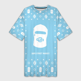 Платье-футболка 3D с принтом Узор Sky Blue Dope Ski Mask (Dope Street Market) в Санкт-Петербурге,  |  | Тематика изображения на принте: балаклава | модные | узор | хайп | шмот