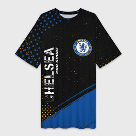 Платье-футболка 3D с принтом ЧЕЛСИ  Chelsea Pro Sport + Краска в Санкт-Петербурге,  |  | chelsea | club | footbal | logo | pro sport | знак | клуб | краска | логотип | логотипы | символ | символы | форма | футбол | футбольная | футбольный | челси