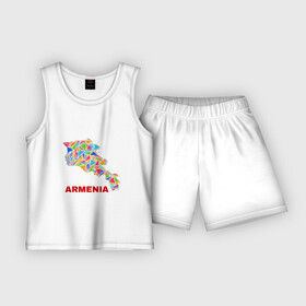 Детская пижама с шортами хлопок с принтом Armenian Color в Санкт-Петербурге,  |  | armenia | армения | армяне | армянин | ереван | казказ | карта | ссср | страна | турист | флаг