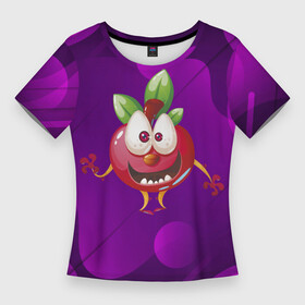 Женская футболка 3D Slim с принтом веселая вишенка в Санкт-Петербурге,  |  | вишенка | вишни | вишня | лето | ягода
