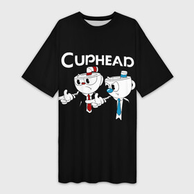 Платье-футболка 3D с принтом Cuphead грозные ребята из Криминального чтива в Санкт-Петербурге,  |  | cuphead | mugman | грозные | грозные ребята | две чашки | капхэд | магман | пародия | ребята | тарантино | чашечки