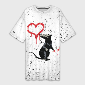 Платье-футболка 3D с принтом BANKSY  БЭНКСИ крыса в Санкт-Петербурге,  |  | banksy | арт | бенкси | бэнкси | граффити | картина | краска | крыса | мышка | мышь | роберт | робин бэнкс | робин ганнингхем | сердечко | сердце | стрит арт | творчество | художник