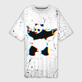 Платье-футболка 3D с принтом Banksy Panda with guns Бэнкси в Санкт-Петербурге,  |  | banksy | panda | арт | бенкси | бэнкси | граффити | картина | панда | роберт | робин бэнкс | робин ганнингхем | стрит арт | творчество | художник