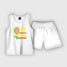 Детская пижама с шортами хлопок с принтом O.T.D. Обсессивное Теннисное Расстройство в Санкт-Петербурге,  |  | tennis | большой теннис | лаун теннис | мяч | настольный теннис | пинг | пинг понг | понг | ракетка | спорт | спортсмен | тенисист | тенисный | теннис | теннисист | шорт теннис