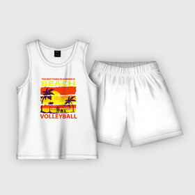 Детская пижама с шортами хлопок с принтом Летом лучше всего заниматься пляжным волейболом в Санкт-Петербурге,  |  | volleyball | волейбол | волейболист | волейбольный | вфв | мяч | пляжный волейбол | спорт
